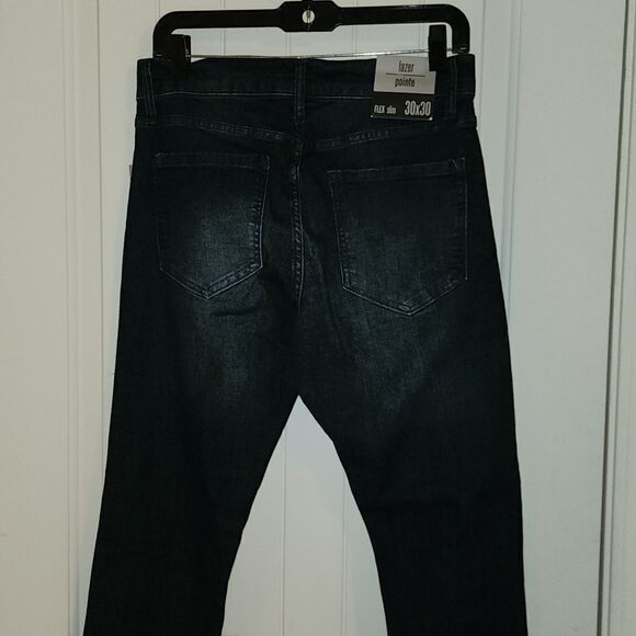 Lazer Pointe Dark Wash Jeans Ripped Flex Denim Size W30 x L30 NWT - Picture 4 of 8